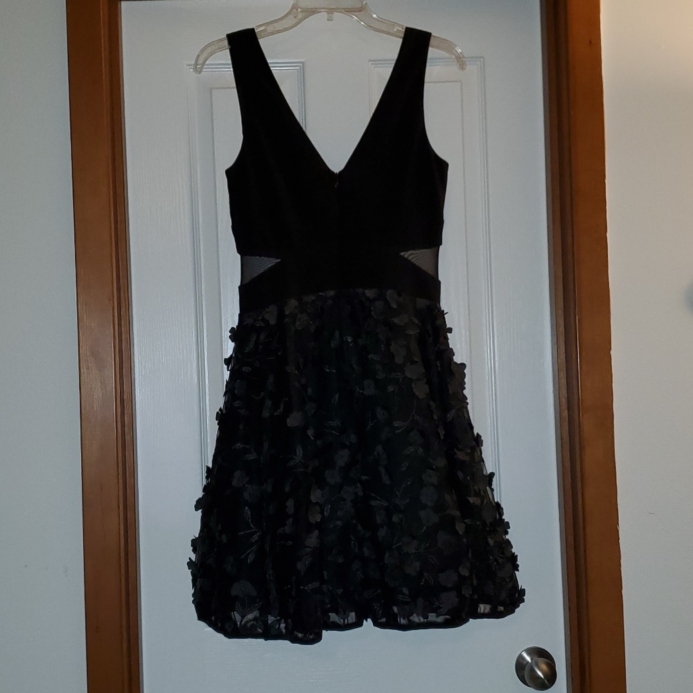Aqua Formal Black Floral skirt dress ASO Zooey Deschanel - Picture 5 of 8